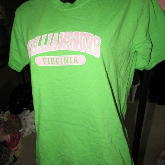 GIRLS WILLIAMSBURG VIRGINIA GREEN PINK T-SHIRT - Picture 4 of 8